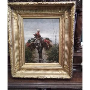 Detmold Henry Edward Breton Peasant Going To The Market Oil On Canvas Signed