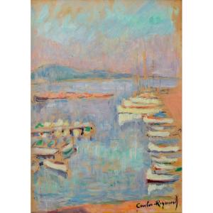 REYMOND Carlos (1884-1970) "Le port de Saint-Tropez" Var Camoin Valtat Manguin Signac Provence