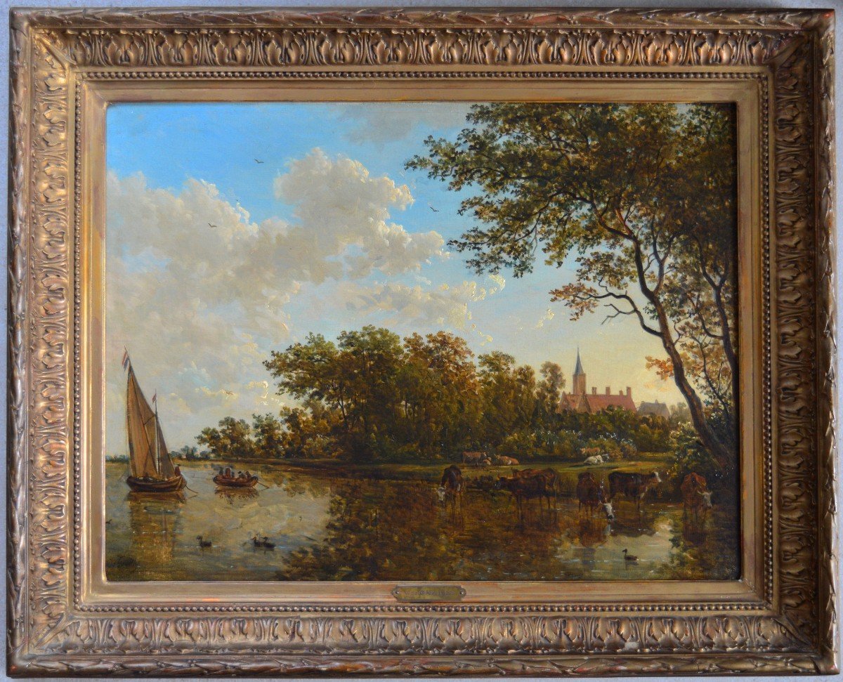 De Grailly Victor (1804-1889) "animated Landscape In Holland" Hobbema Paris United States Harlem-photo-4