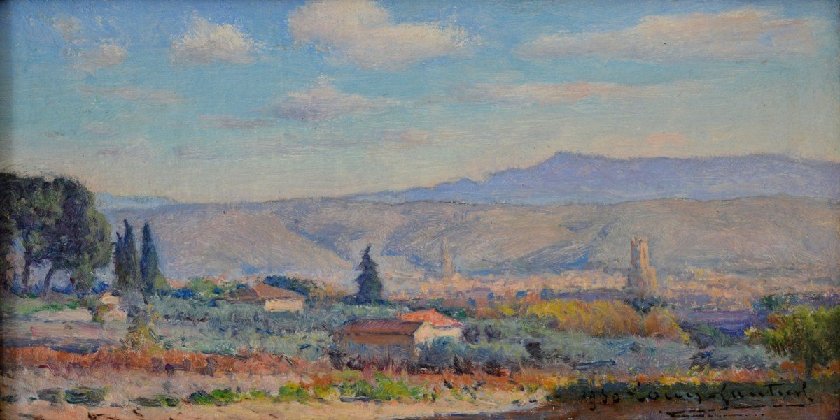 GAUTIER Louis (1855-1947)  "Vue d'Aix en Provence, 1930" Ducros Cezanne Granet France 
