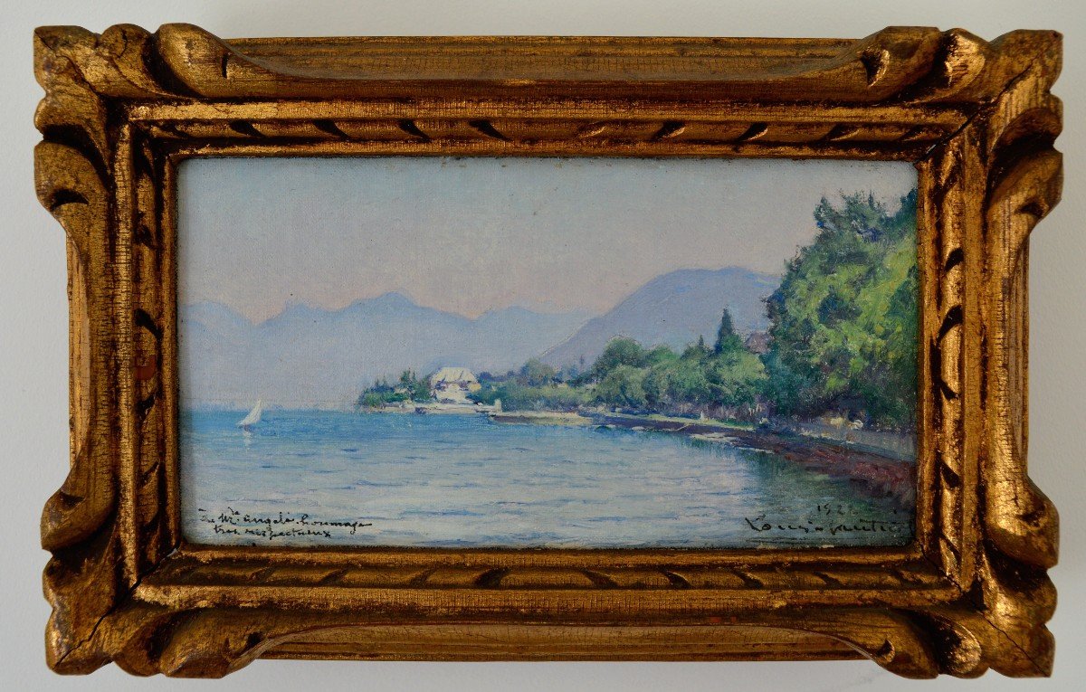 GAUTIER Louis (1855-1947) "Les bords du Lac Léman à Evian, 1922" Cezanne Aix en Provence Savoie -photo-2