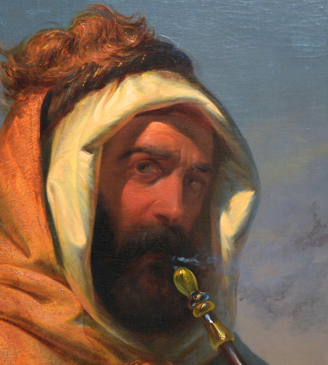 Carlini Giulio (1826- 1887) "the Hookah Smoker" Venice Cheikh Orientalist Algeria Morocco Italy-photo-4