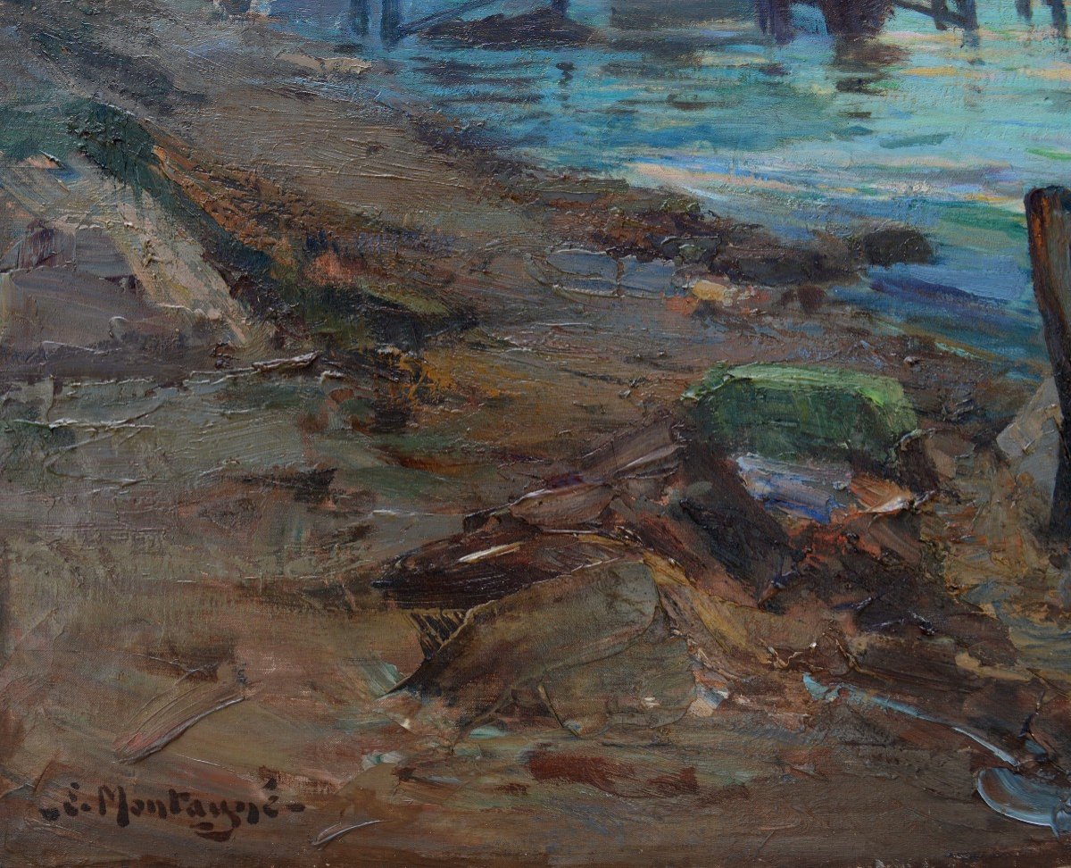 MONTAGNE Louis (1879-1960) "Le soir aux Martigues" Avignon Provence Grivolas Marseille Montagné-photo-1