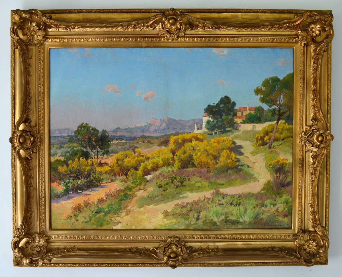 DECANIS Théophile (1847-1917) « Les genêts en fleurs en Provence » Marseille Aix Berre Décanis France-photo-1