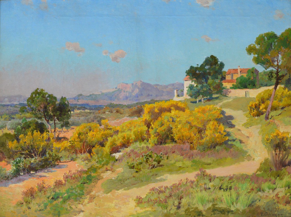 DECANIS Théophile (1847-1917) « Les genêts en fleurs en Provence » Marseille Aix Berre Décanis France