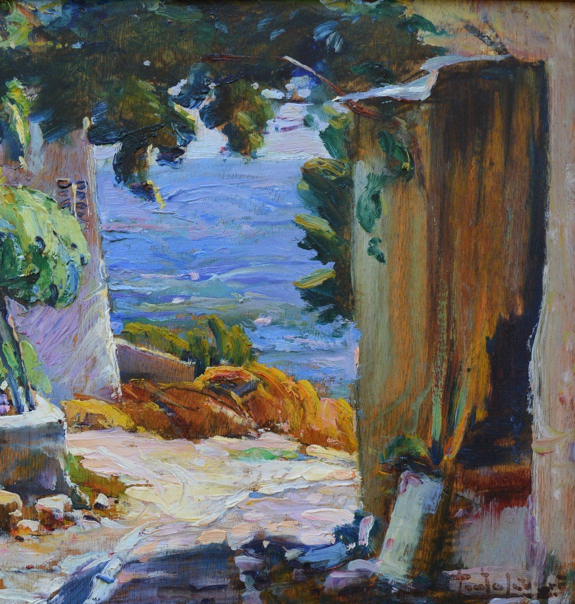 Levere Paul (1875-1949) "the Terrace On The Fisherman" Toulon Var Provence France Trayas Nice-photo-3