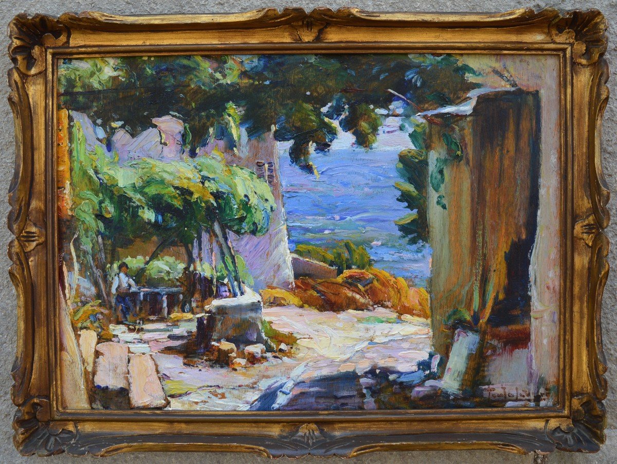 Levere Paul (1875-1949) "the Terrace On The Fisherman" Toulon Var Provence France Trayas Nice-photo-4