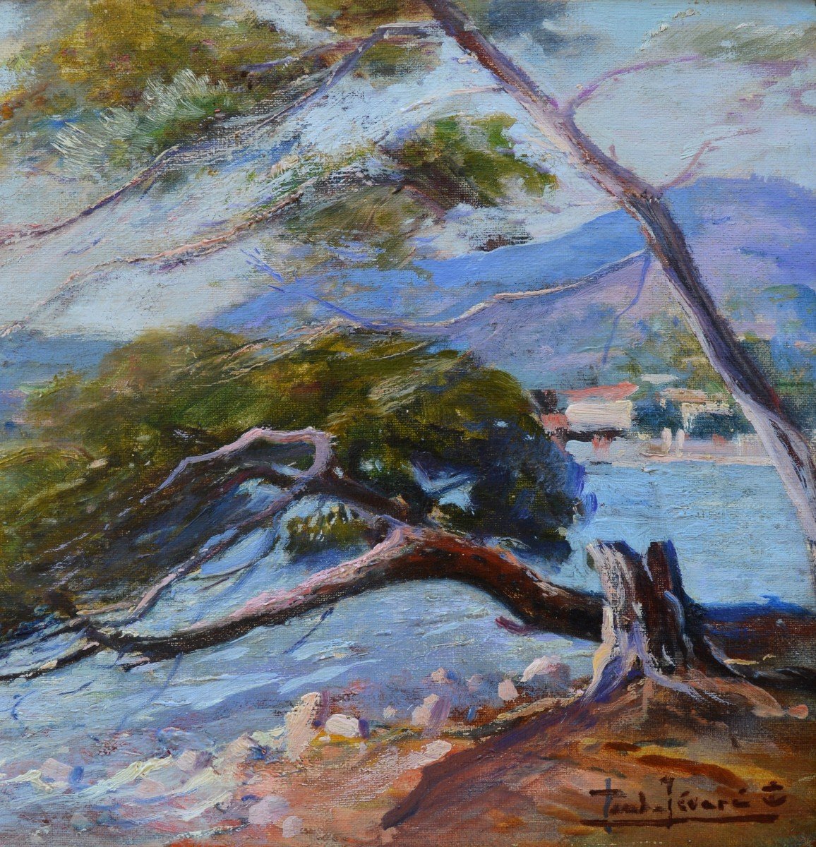 LEVERE Paul (1875-1949) « La plage de L'Argentière, Londe les Maures » Provence Toulon Hyeres-photo-3
