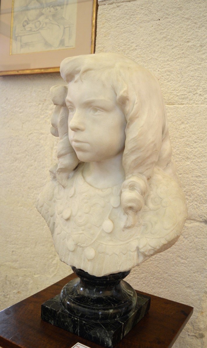 Gras Jean-pierre (1879-1964) "bust Of Jeanne Lucie Bonhomme" Avignon Provence Marble Injalbert-photo-2