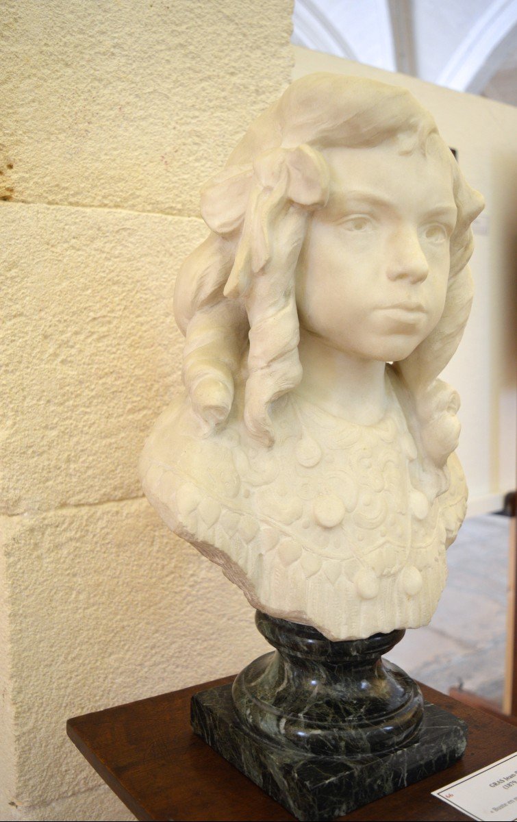 Gras Jean-pierre (1879-1964) "bust Of Jeanne Lucie Bonhomme" Avignon Provence Marble Injalbert-photo-3