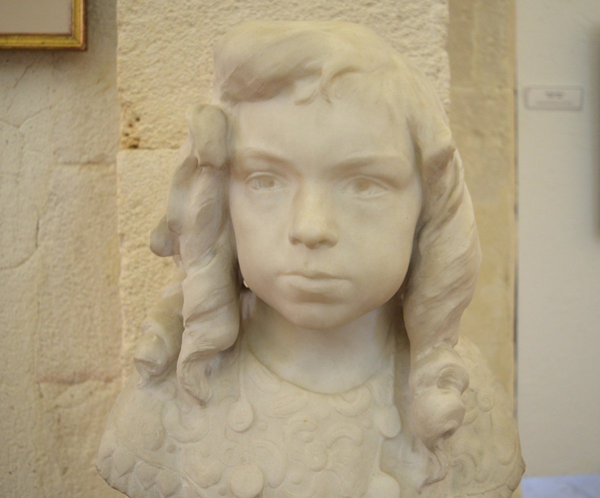 Gras Jean-pierre (1879-1964) "bust Of Jeanne Lucie Bonhomme" Avignon Provence Marble Injalbert-photo-4