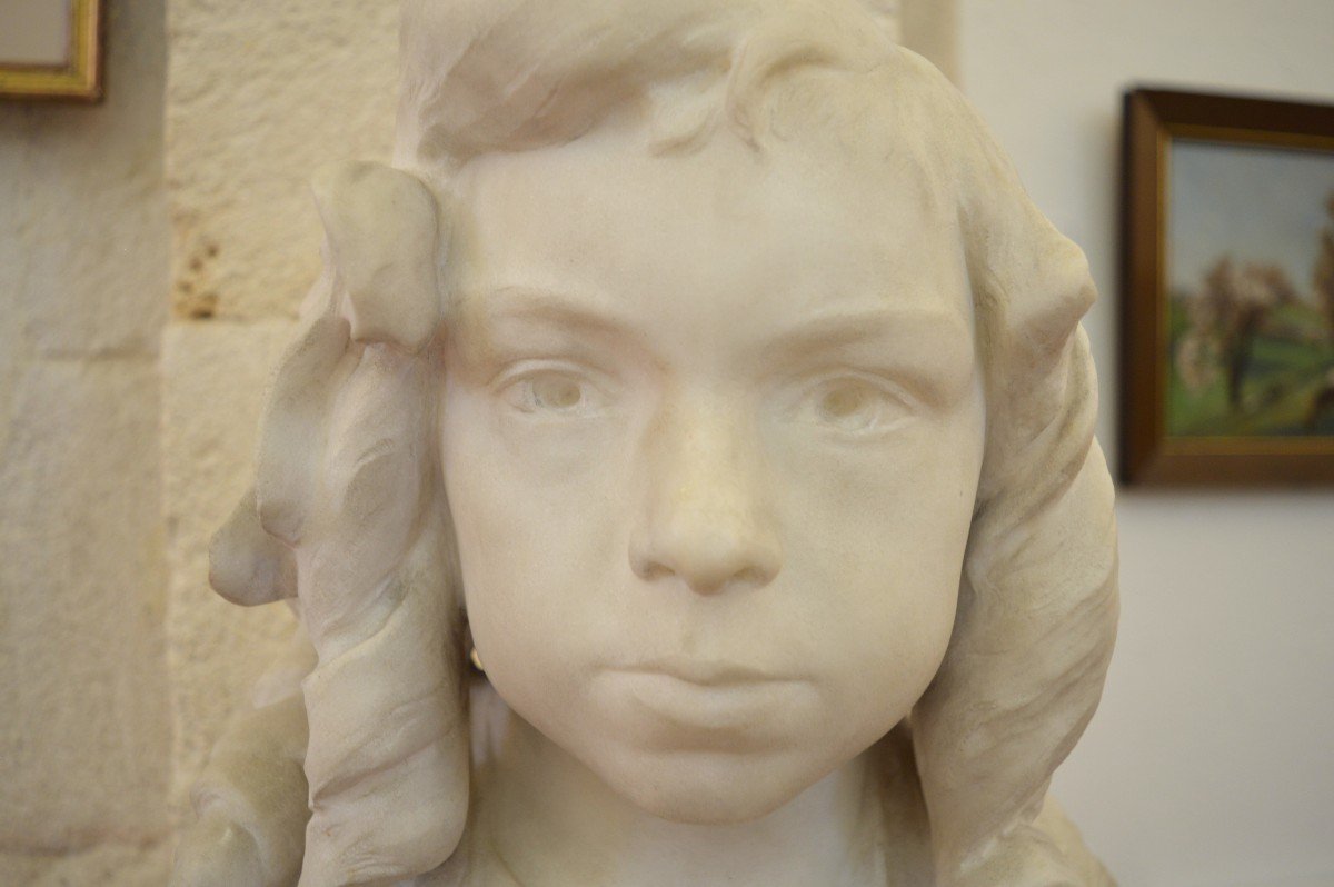 Gras Jean-pierre (1879-1964) "bust Of Jeanne Lucie Bonhomme" Avignon Provence Marble Injalbert-photo-2