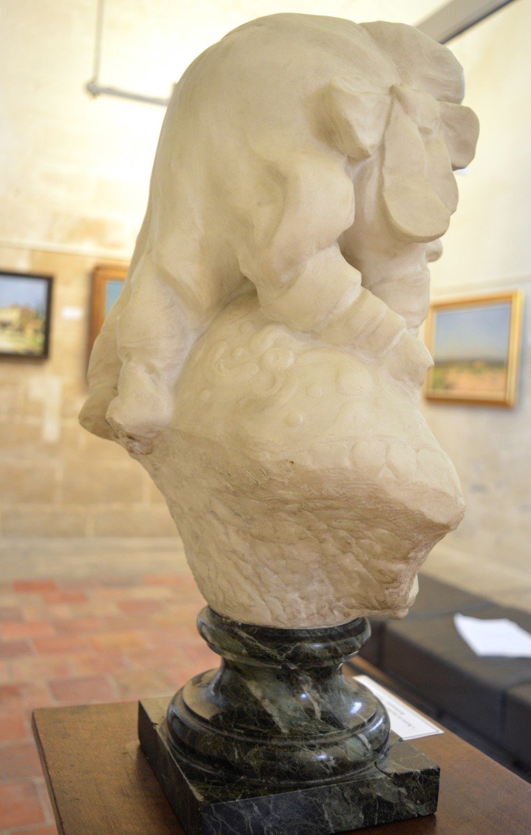 Gras Jean-pierre (1879-1964) "bust Of Jeanne Lucie Bonhomme" Avignon Provence Marble Injalbert-photo-3