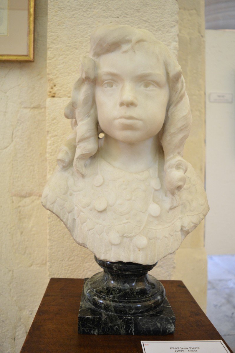 Gras Jean-pierre (1879-1964) "bust Of Jeanne Lucie Bonhomme" Avignon Provence Marble Injalbert