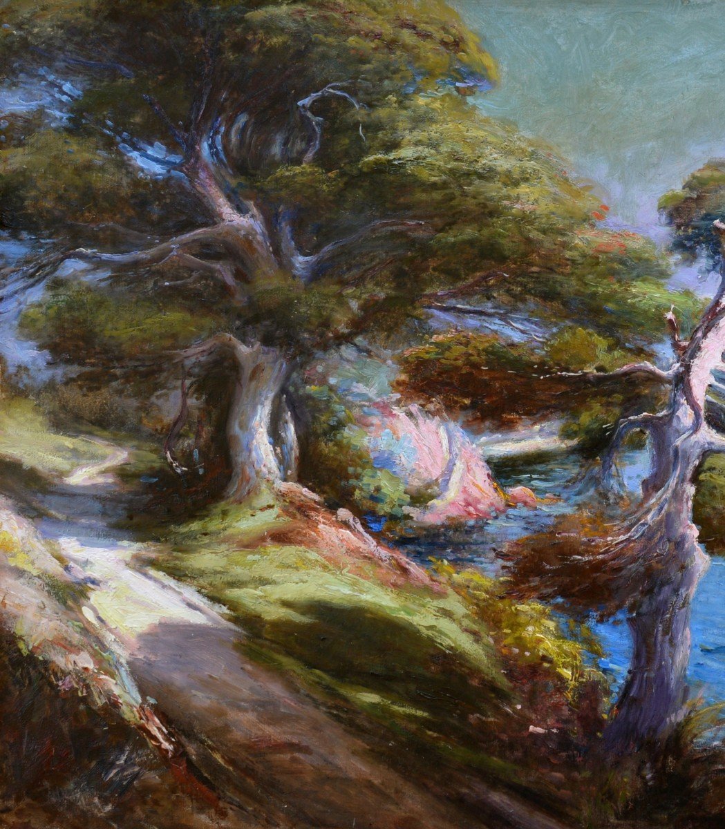 LEVERE Paul (1875-1949)«Le sentier des Douaniers au Cap Brun Toulon» Provence Var Hyeres Levéré France-photo-2