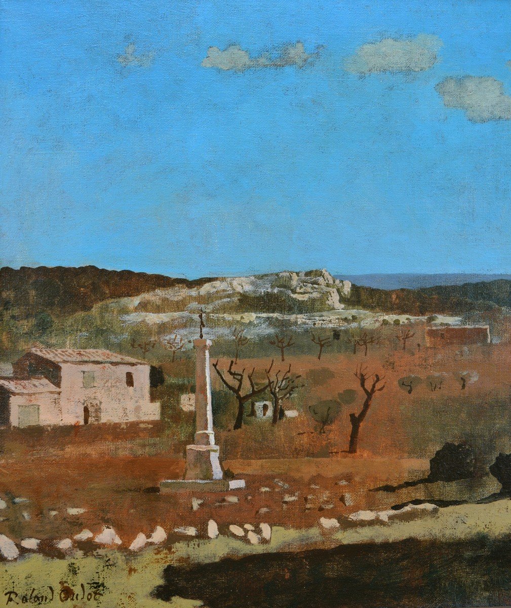 Oudot Roland (1897-1981) "calvary Of The Saint-sixte Chapel In Eygalières" Provence Alpilles -photo-2