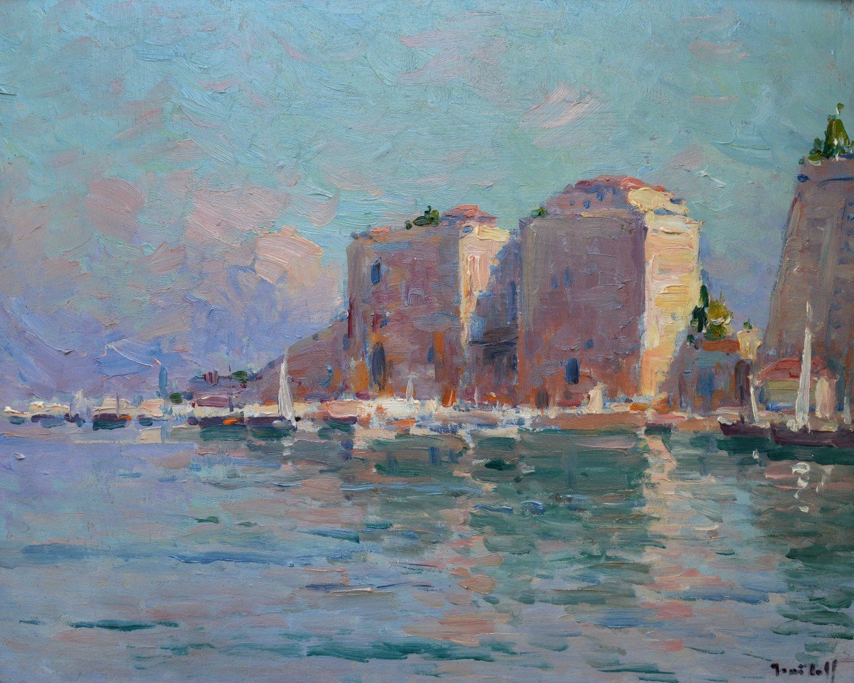 ISAILOFF Alexandre (1855-1934) « Le port de Villefranche sur Mer » Provence Russie Nice Antibes