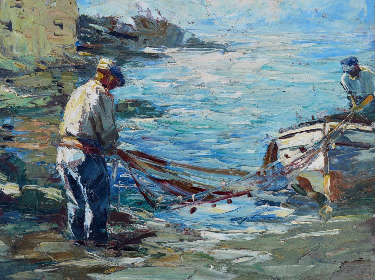 Cardella Tony (1898-1976) “fishermen In The Port Of Erbalunga Corsica” Bastia Brando Provence Sisco-photo-4