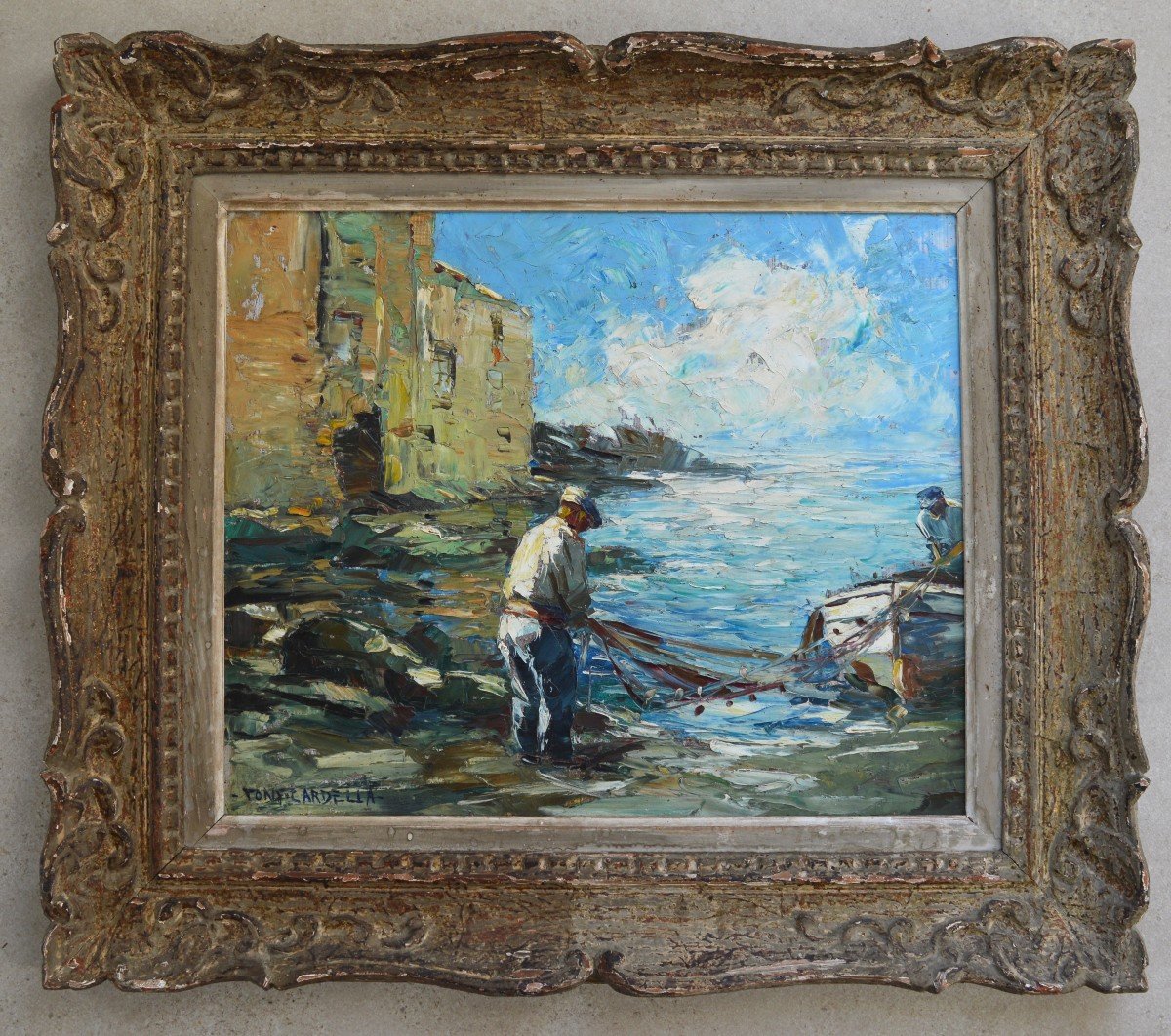 Cardella Tony (1898-1976) “fishermen In The Port Of Erbalunga Corsica” Bastia Brando Provence Sisco-photo-1