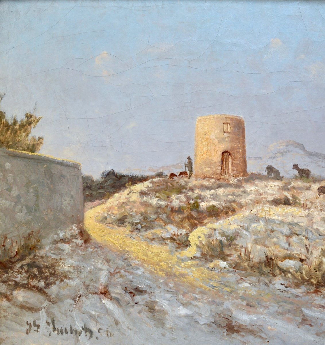 SUCHET Joseph (1824-1896) « Berger et son troupeau » Marseille Provence Rognac Loubon Moutons-photo-3