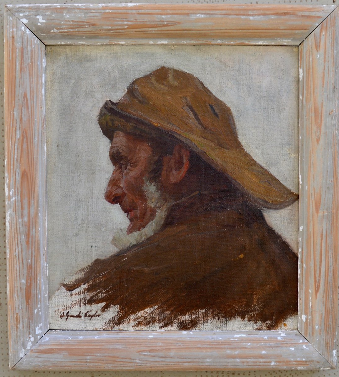 Granchi Taylor Achille (1857-1921) “portrait Of A Fisherman In Concarneau” Breton Paris Marin-photo-4