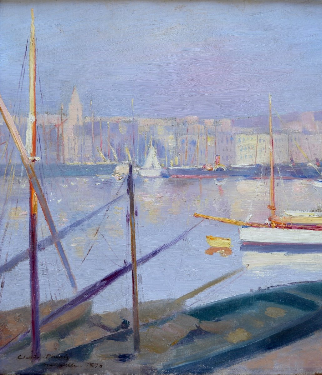 Firmin Claude (1864-1944) “the Old Port Of Marseille, 1894” Provence Avignon Grivolas -photo-2