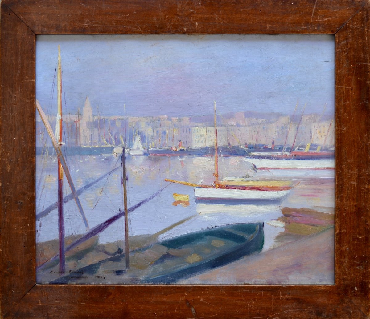 Firmin Claude (1864-1944) “the Old Port Of Marseille, 1894” Provence Avignon Grivolas -photo-4