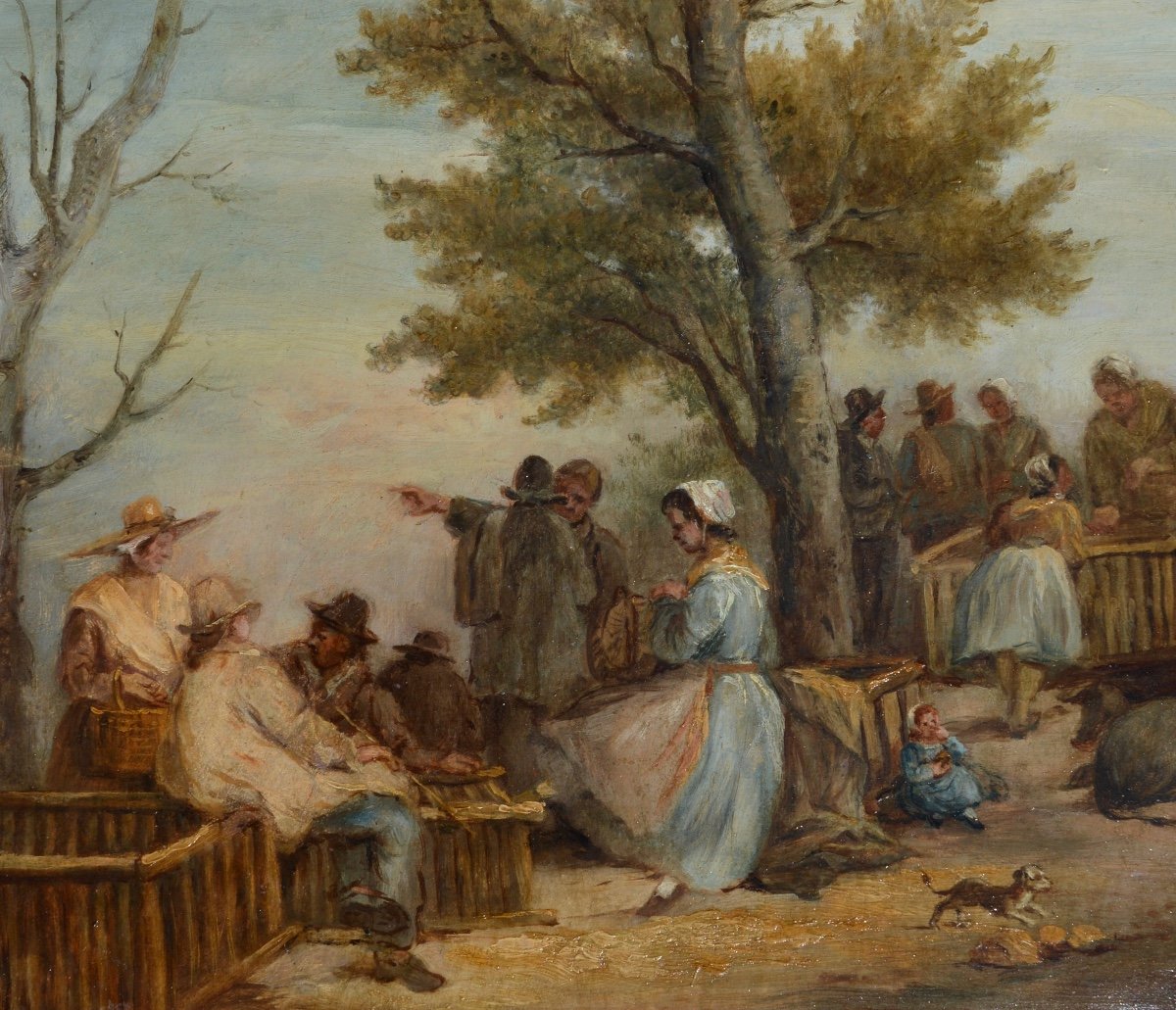 Bonnet Denis (1789-1877) “the Pig Market In Carpentras” Provence Vaucluse Animaux Monteux-photo-2