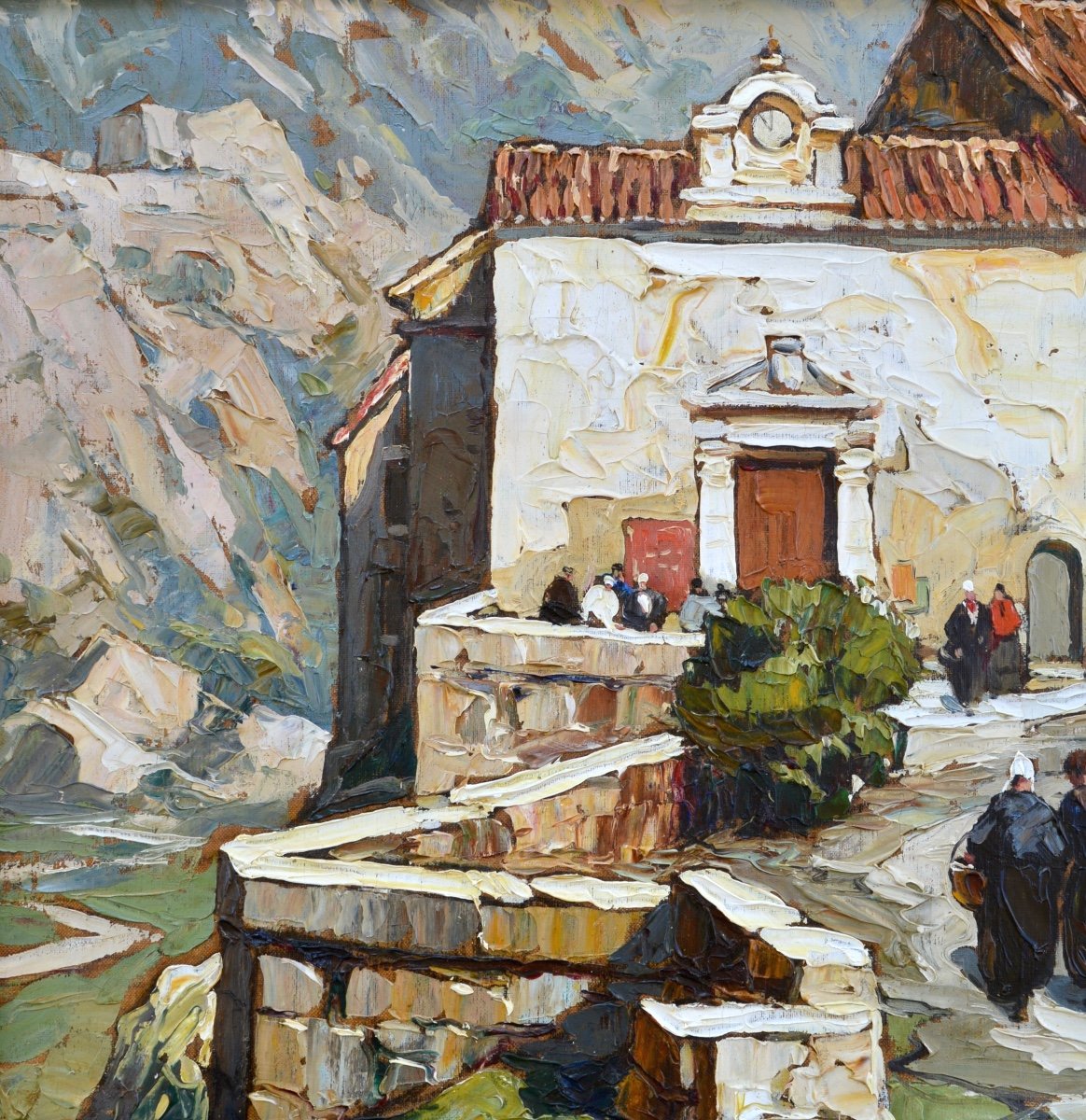 Vidal Gustave (1895 - 1966) “busy Street In Baux De Provence” Avignon Alpilles Maussane Paris-photo-2