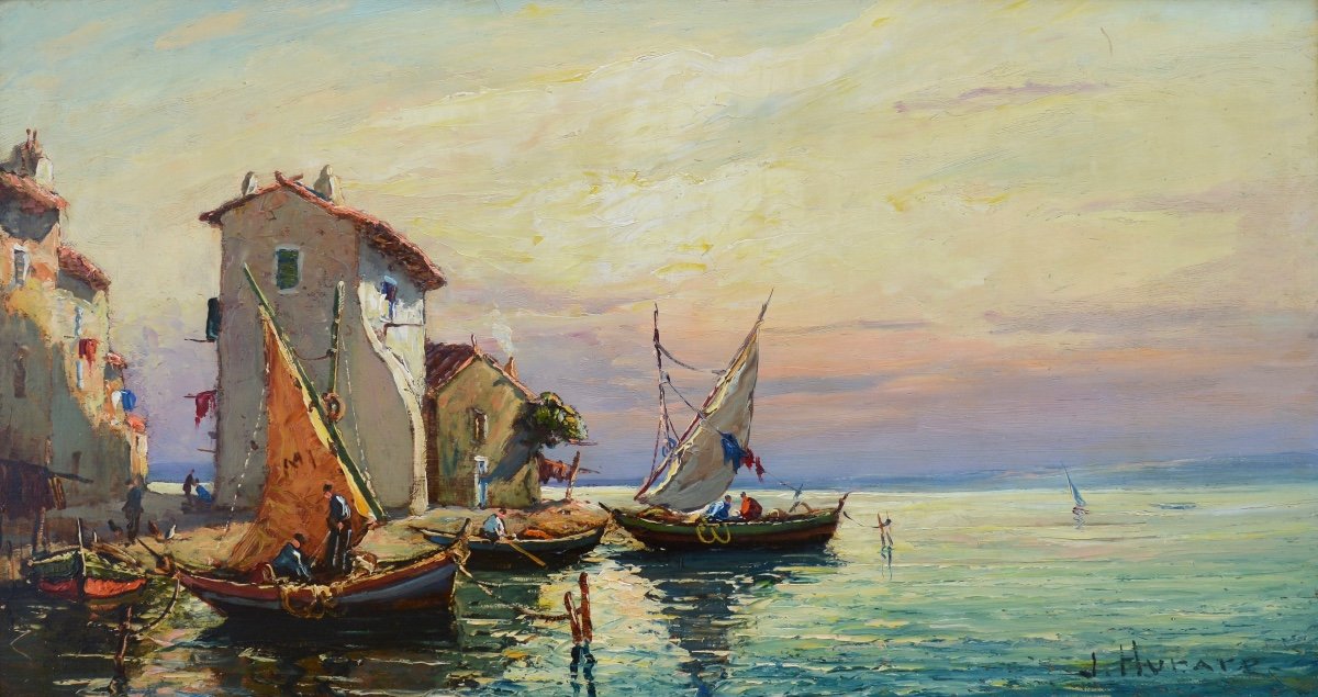 HURARD Joseph (1887-1956) « Pêcheurs au Brescon, Martigues » Avignon Provence Marseille Paris 