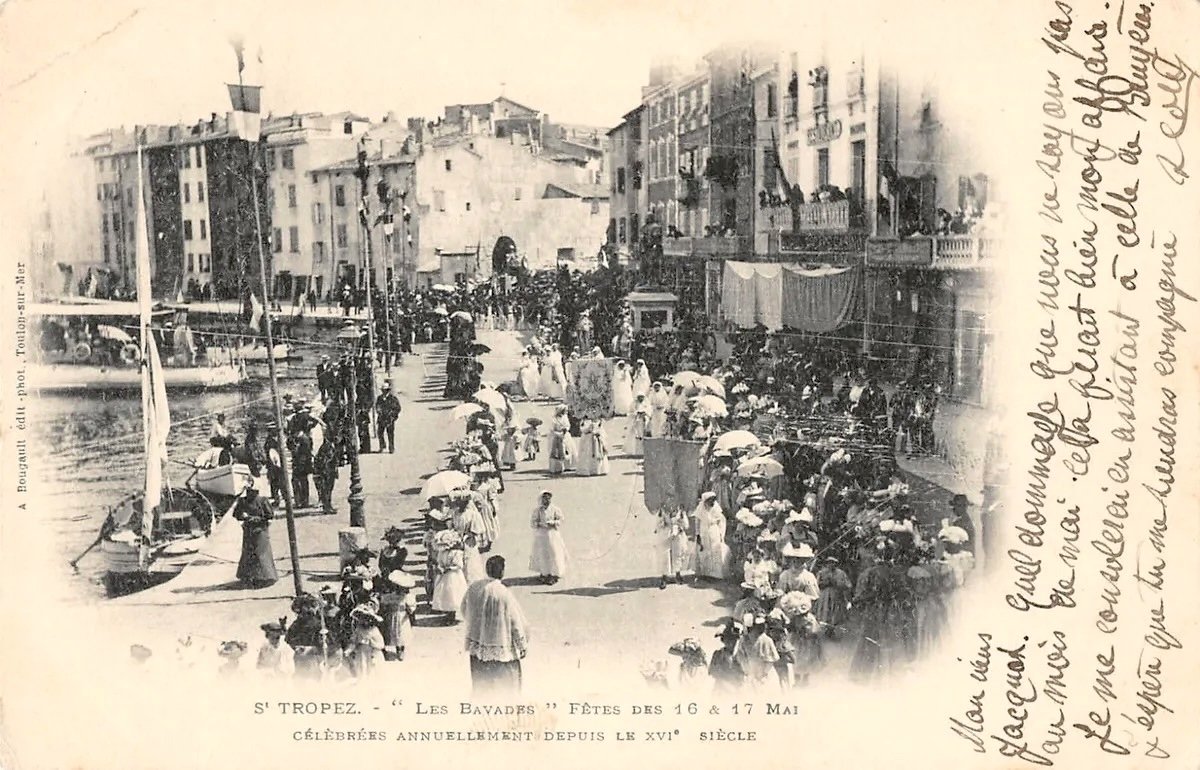 PEGURIER Auguste (1856-1936)«Procession sur le port Saint-Tropez » Var Bravade Ramatuelle Paris-photo-4