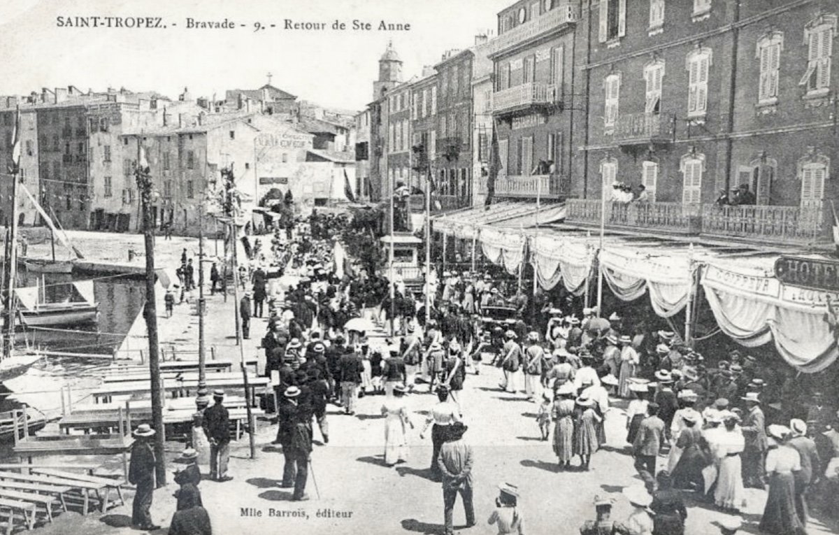 PEGURIER Auguste (1856-1936)«Procession sur le port Saint-Tropez » Var Bravade Ramatuelle Paris-photo-5