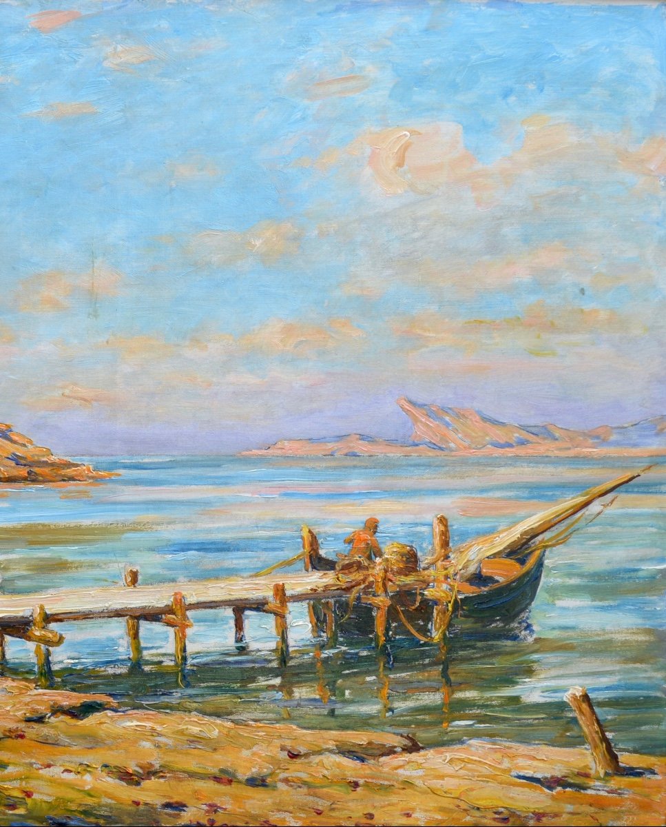 Barthalot Marius (1861-1955) "the Beach Of Lecques In Saint Cyr Sur Mer" Toulon Ciotat Provence-photo-3