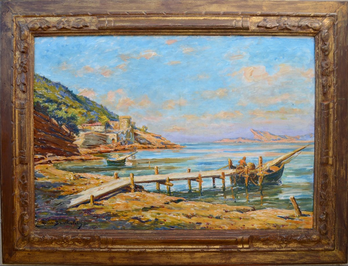 Barthalot Marius (1861-1955) "the Beach Of Lecques In Saint Cyr Sur Mer" Toulon Ciotat Provence-photo-1
