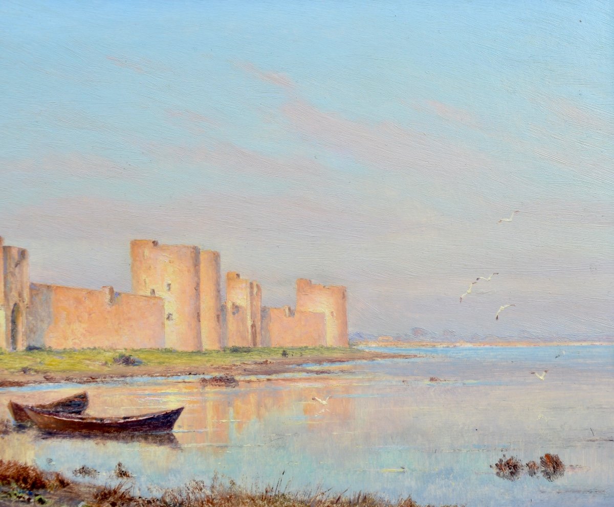 Besine Henri (1889-1976) "the Ramparts Of Aigues Mortes" Gard Camargue Montpellier Bésiné Herault-photo-3