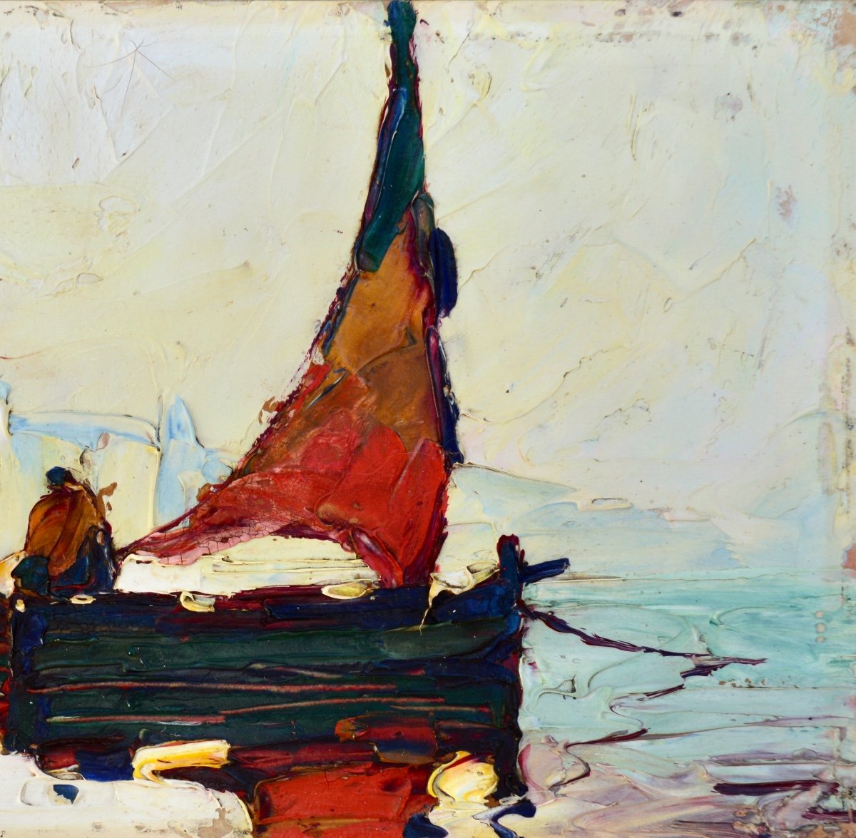 PASTOUR Louis (1876-1948) « Pêcheurs dans le baie de Cannes » Suquet Antibes Nice Provence-photo-2