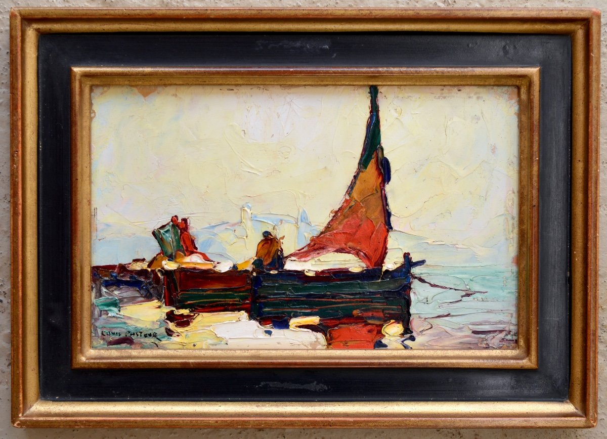 PASTOUR Louis (1876-1948) « Pêcheurs dans le baie de Cannes » Suquet Antibes Nice Provence-photo-1