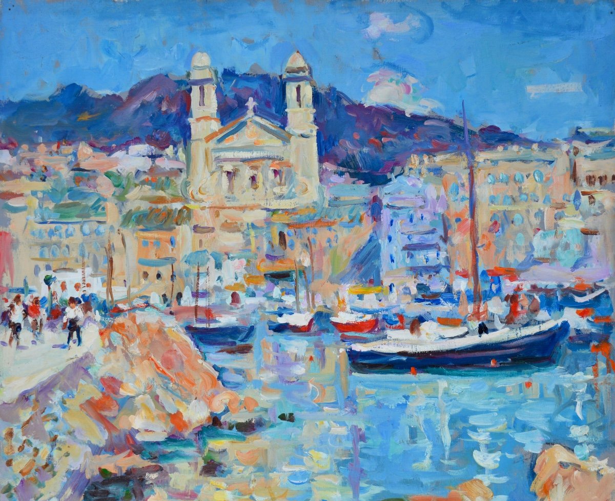 AGOSTINI Max (1914-1997)  " Le vieux port de Bastia, Corse " Farinole Ajaccio Erbalunga Paris -photo-2