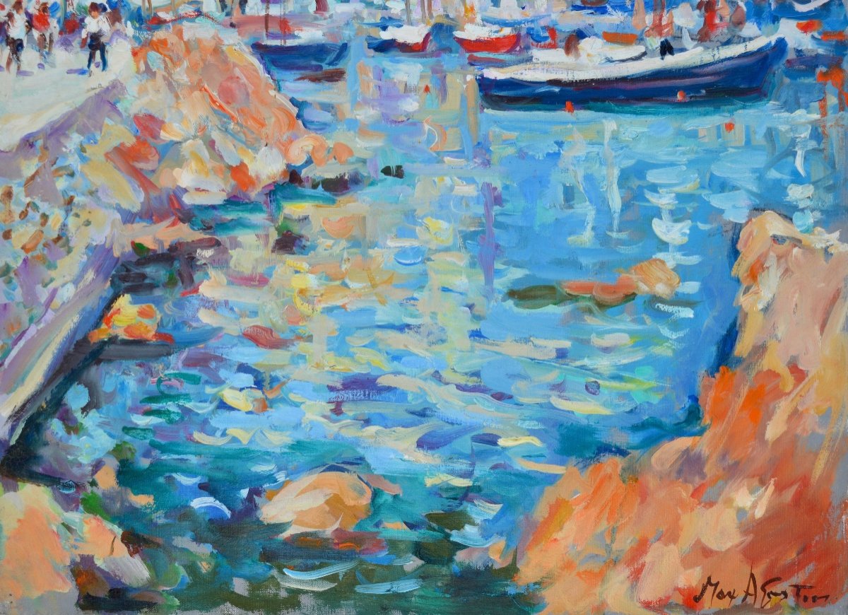 AGOSTINI Max (1914-1997)  " Le vieux port de Bastia, Corse " Farinole Ajaccio Erbalunga Paris -photo-3