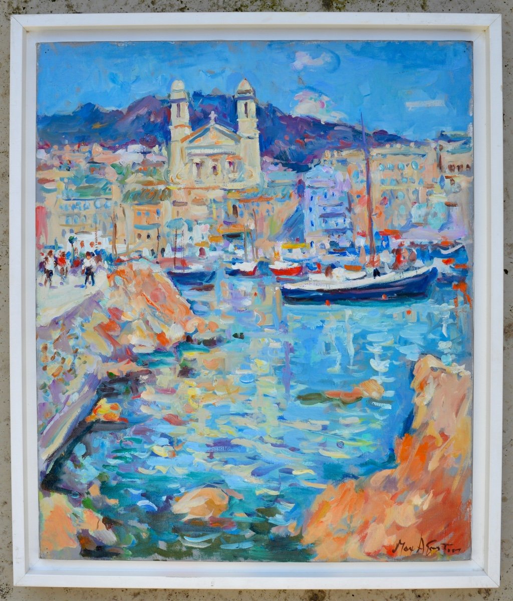 AGOSTINI Max (1914-1997)  " Le vieux port de Bastia, Corse " Farinole Ajaccio Erbalunga Paris -photo-1