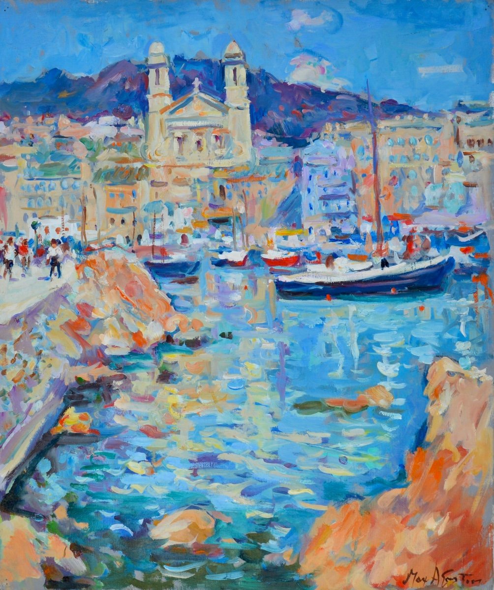 AGOSTINI Max (1914-1997)  " Le vieux port de Bastia, Corse " Farinole Ajaccio Erbalunga Paris 