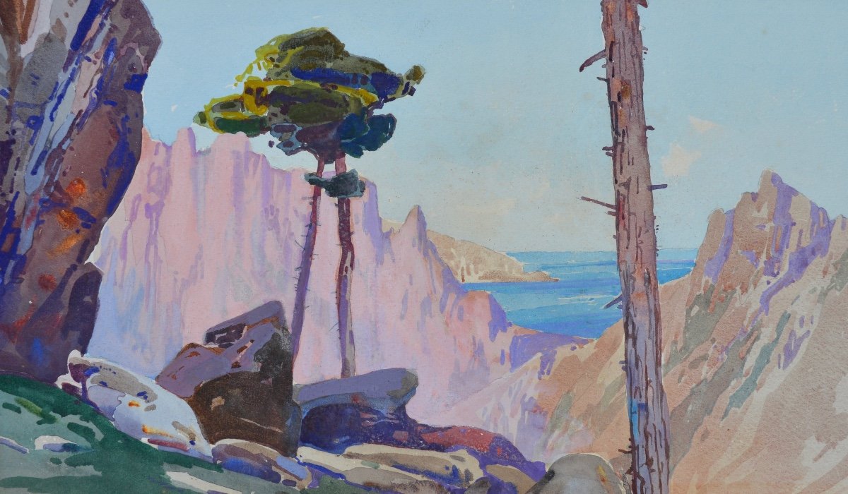 H. DARY (XXe siècle) "Calanques de Piana, Corse " Cargese Ajaccio Bastia Erbalunga Calvi Paris-photo-4