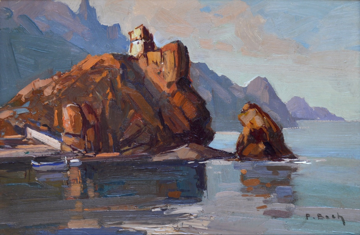 Bach Pierre (1906-1971) "the Porto Tower In Piana In Corsica" Cargese Ajaccio Paris Ota