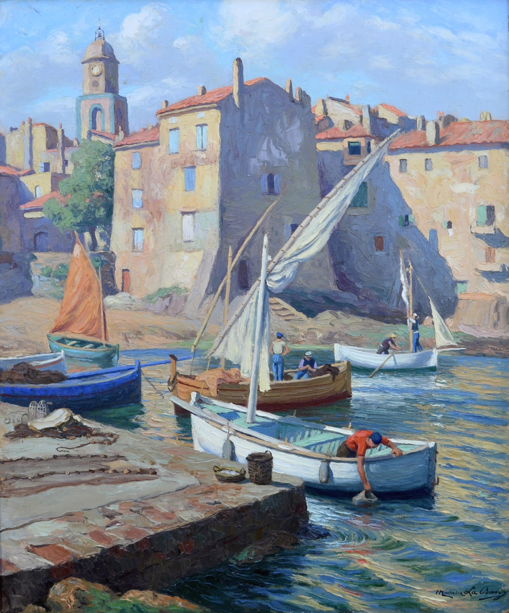 La Bany Maurice (1880-1960) "fishermen In The Port Of La Ponche In Saint-tropez" Var Provence
