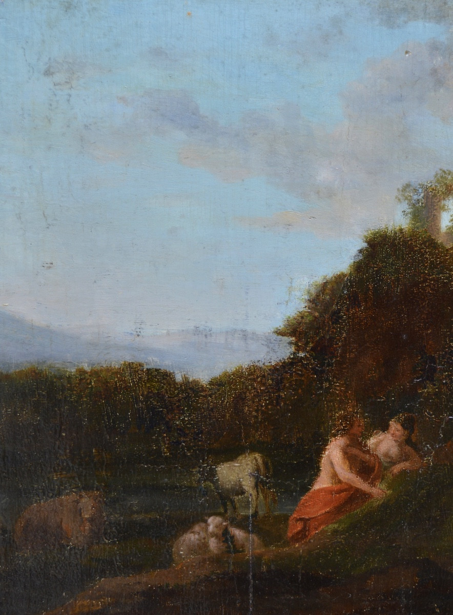 Dutch School 17th Century Cornilus Van Poelenburg Poelenburgh "nymps And Shepherd" Napoleon-photo-2