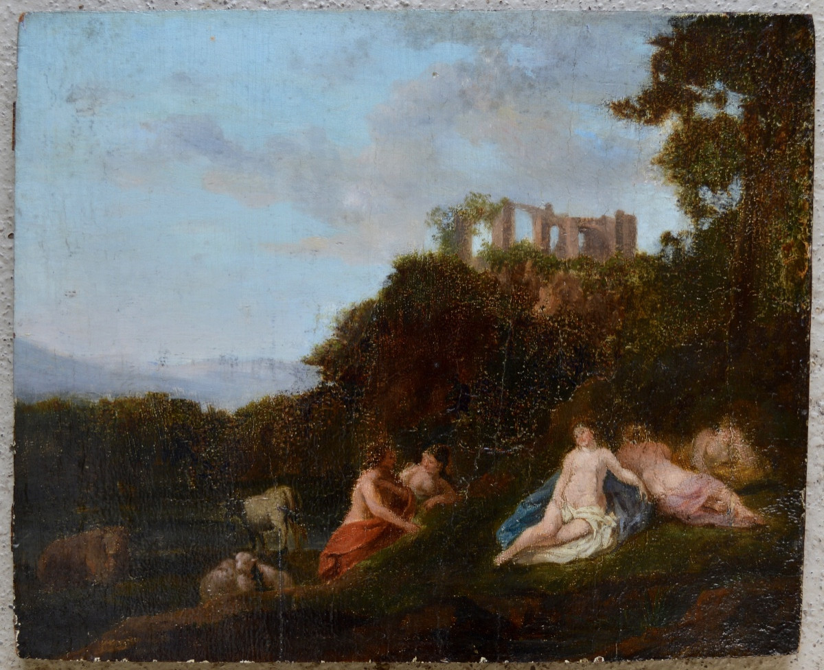Dutch School 17th Century Cornilus Van Poelenburg Poelenburgh "nymps And Shepherd" Napoleon
