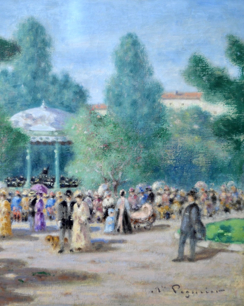 PEGURIER Auguste (1856-1936) «Le kiosque à musique, Nice »  Provence Saint-Tropez Massena Paris-photo-3