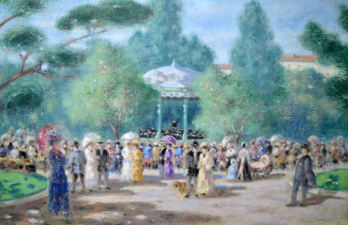 PEGURIER Auguste (1856-1936) «Le kiosque à musique, Nice »  Provence Saint-Tropez Massena Paris-photo-4