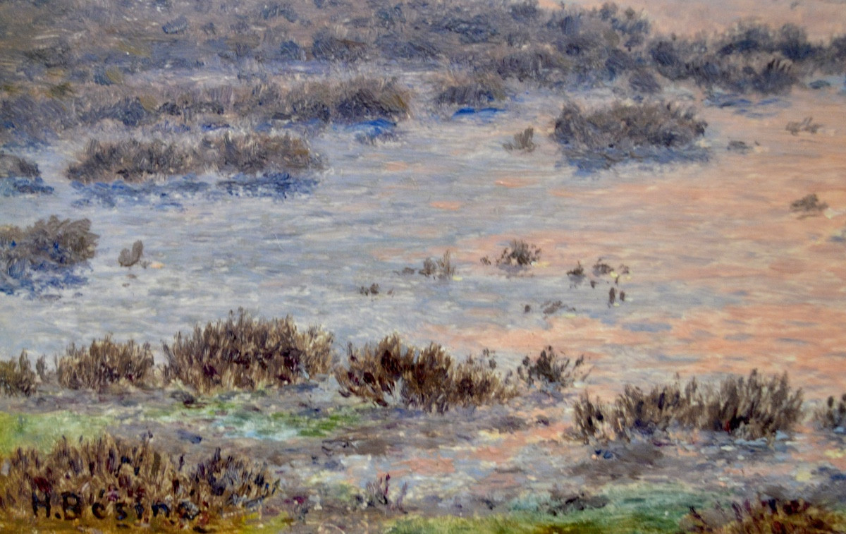 Besine Henri (1889-1976) "sunset On The Maguelone Pond" Montpellier Palavas Carnon-photo-1