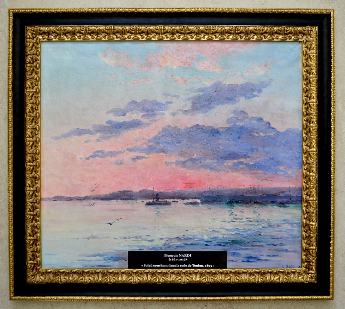 Nardi François (1861-1936) "sunset In The Harbor Of Toulon" Provence Var Military Var-photo-2